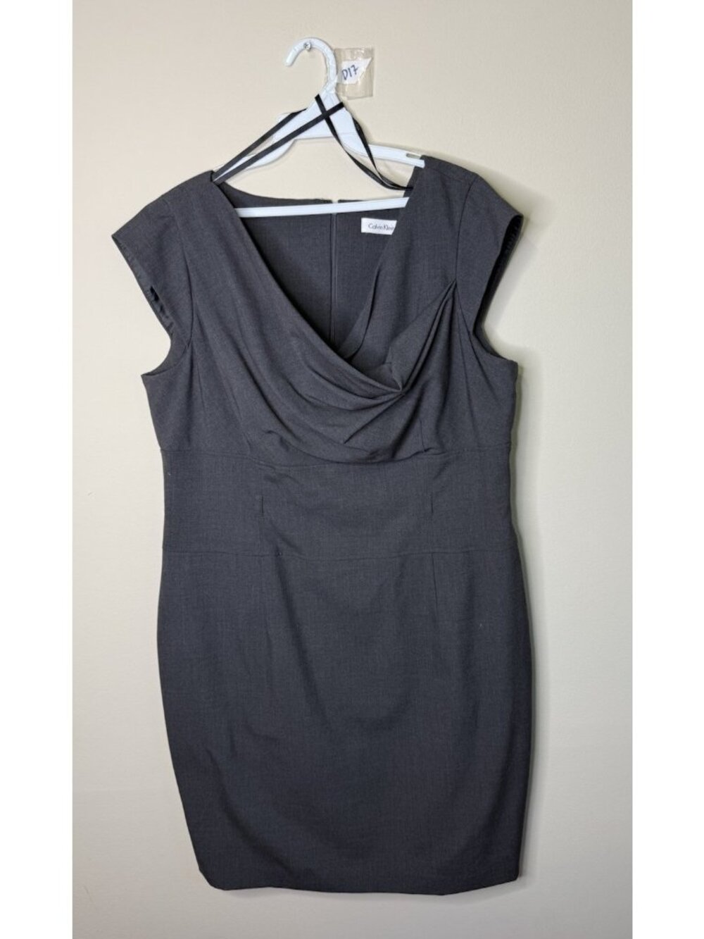 New Calvin Klein Sheath Dress Cap Sleeve Gray Professional Career